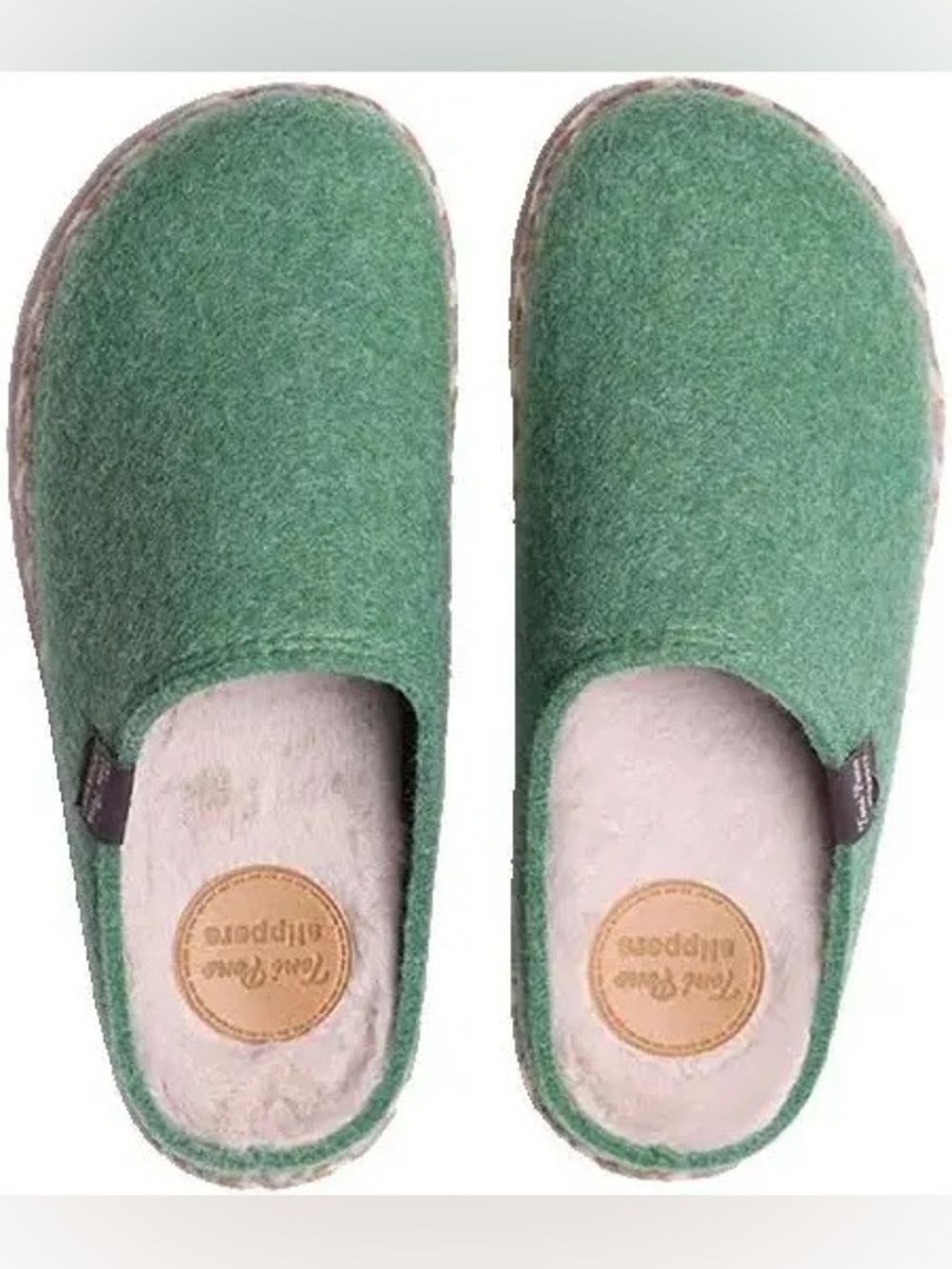 Toni Pons Green Boiled Wool Felt Slippers Clog Mules Made in Spain Size 38/7.5-8